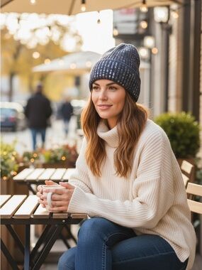 Nordstrom Blue Sequin Knit Beanie